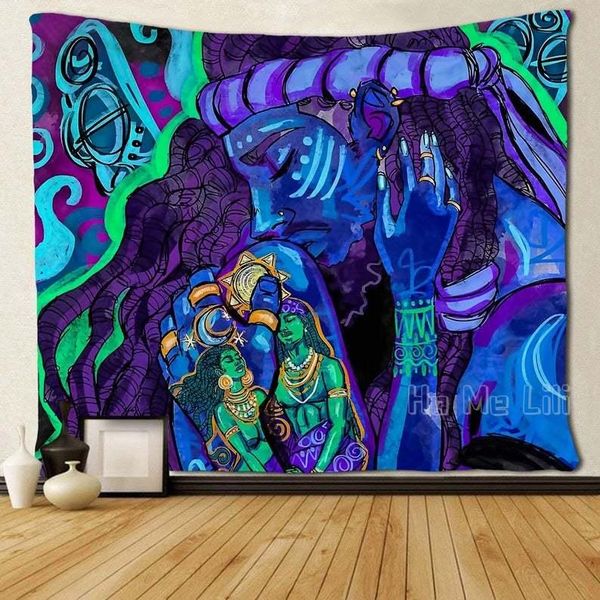 

tapestries lovers tapestry african american couple black woman art wall hanging decor
