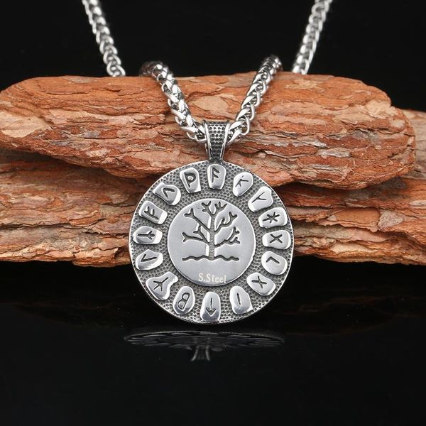 

chains stainless steel norse viking rune tree of life necklace, Silver