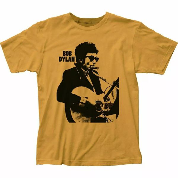 

bob dylan silhouette t shirt mens licensed rock n roll music classic tee gold, White;black