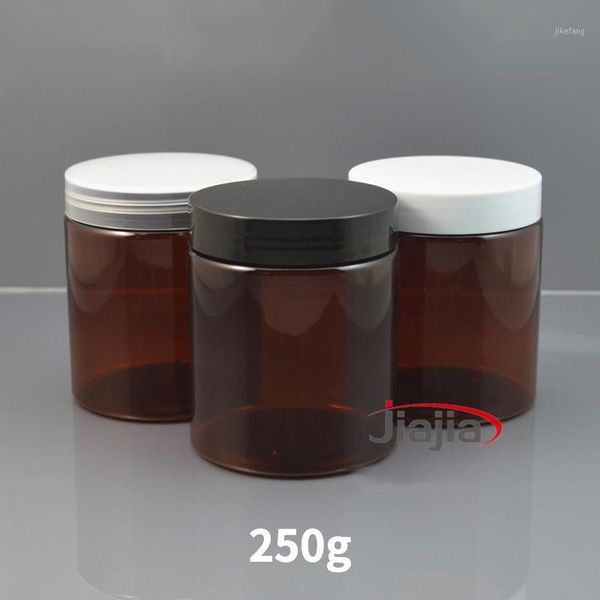 

storage bottles & jars 250g brown plastic jar 9oz candy tea coffee container 250ml empty cosmetic makeup cream body lotion refillable bottle