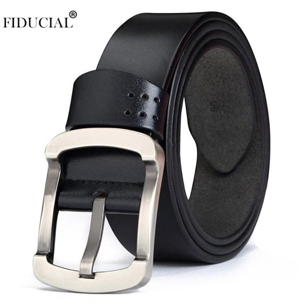 

quality fashion retro styles accessories real cow cowhide leather belts black pin buckle metal belt for men 2021 nck705, Black;brown