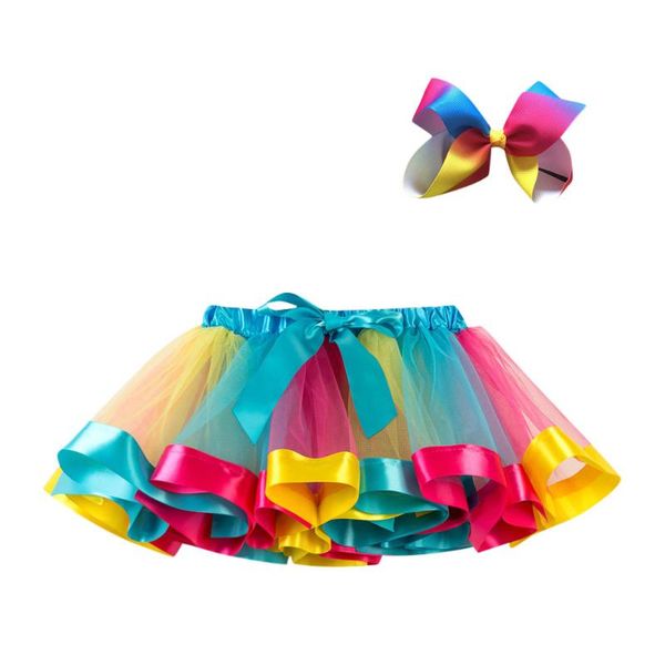 

pcs girls kids tutu skirt party dance ballet skirt+bow hairpin set rainbow tulle skirts ball gown clothes costume
