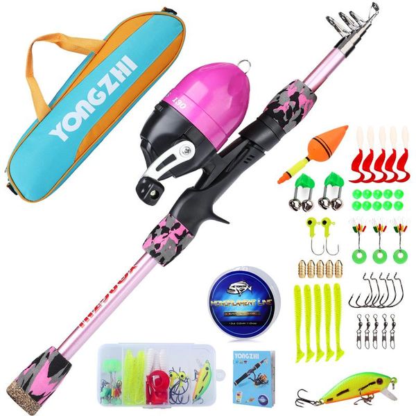 

sougayilang kids fishing pole set full kits with rod and casting reel baits hooks saltwater travel combo