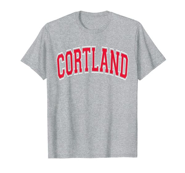 

Cortland Tshirt NY - Varsity Style Red Text, Mainly pictures