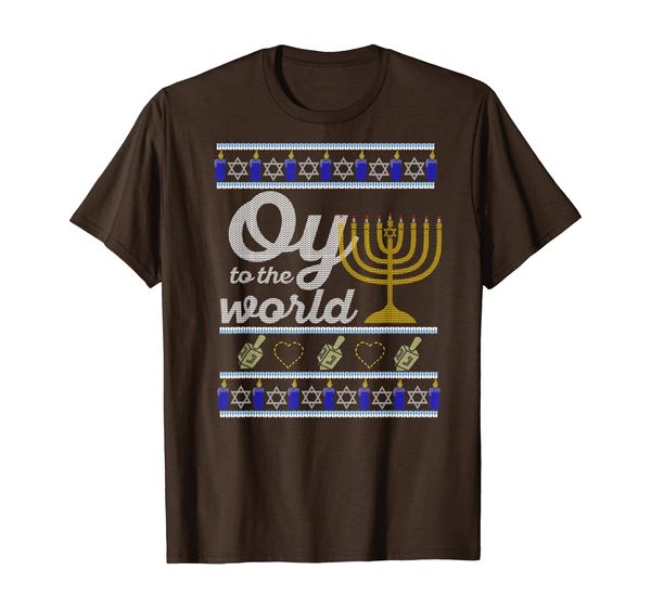

OY TO THE WORLD Ugly Hanukkah Sweater Meme Jewish Holidays T-Shirt, Mainly pictures