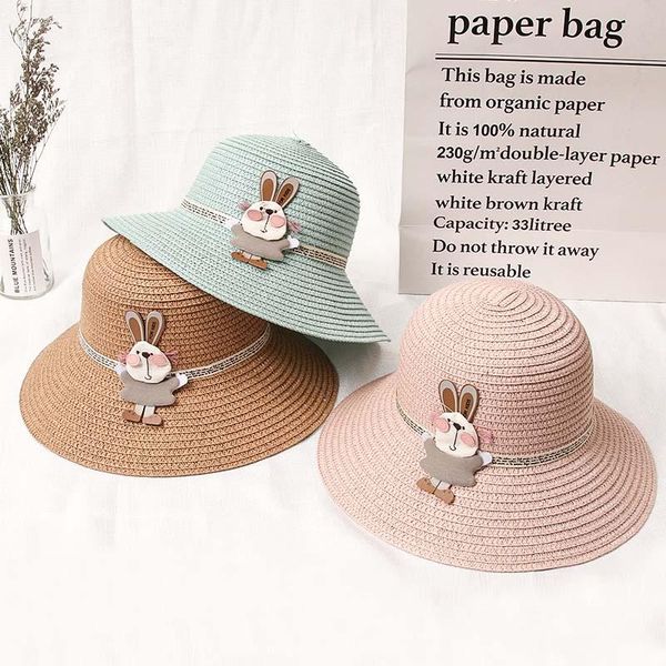 

wide brim hats 2021 cartoon hat summer cap infant kids girl breathable straw elegant sun lovely baby bonnet beach, Blue;gray