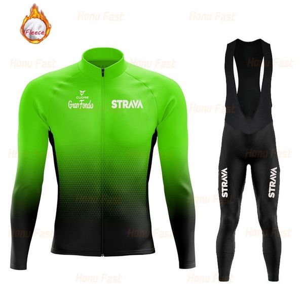 

strava 2021 cycling jersey set long sleeve bike shirts winter fleece cycling clothing mountain bike maillot mountain bike wear