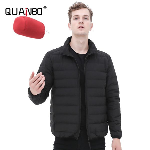 

quanbo mens seamless down slim fit jacket brand clothing, Black