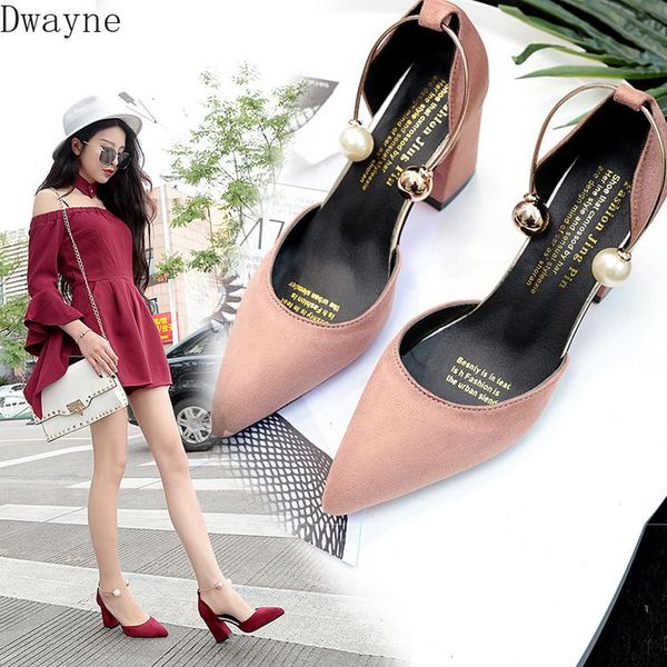 

dress shoes 2021 korean fashion wild pointed high heels suede shallow mouth thick with comfortable trend sexy, Black