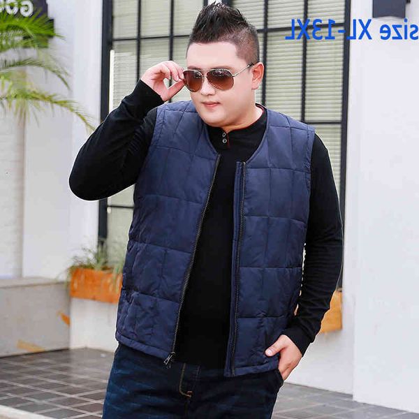 

quality new arrival fashion high super large men casual warm thick loose zipper down jacket vest plus size -11xl12xl 13xl, Black