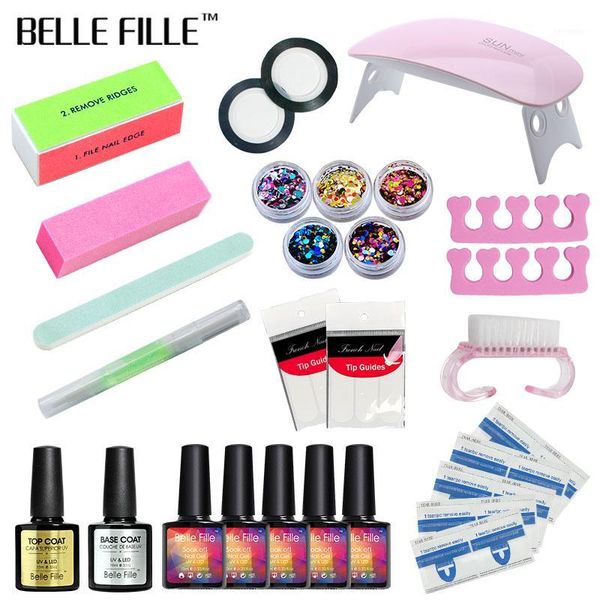 

belle fille dryer with 5pcs color nail gel polish soak off manicure products lasting kit for art tools 011