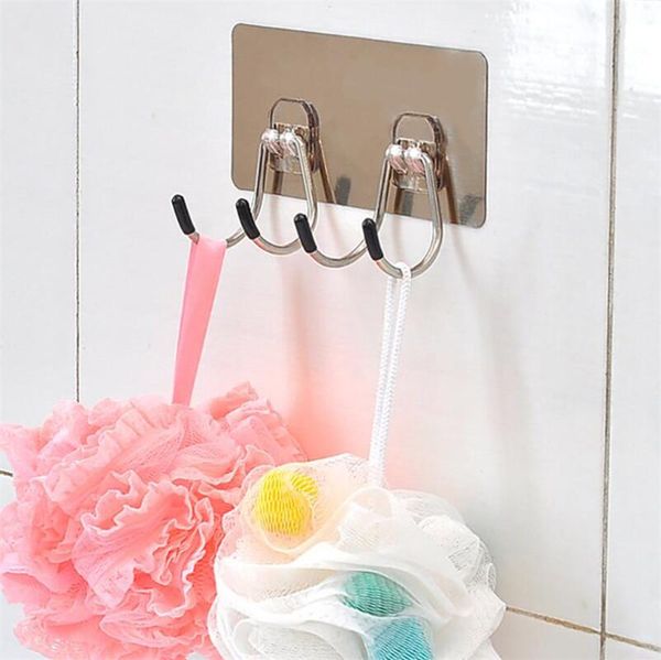 

stainless steel wall hook bathroom shelf suction cup double hooks door key holder rack towel hanger & rails