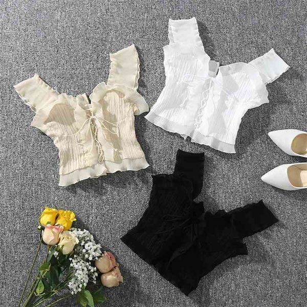 

summer autumn bustier white black tank female bandage sleeveless crop zipper woman clothes 210518