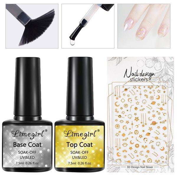 

limegirl coat and base nail stickers gel polish uv led soak off for decoration tool, Red;pink