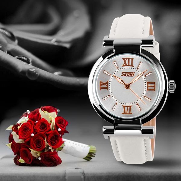 

mujer montre watch for women ladies watches 3bar waterproof leather strap classical quartz wristwatches, Slivery;brown