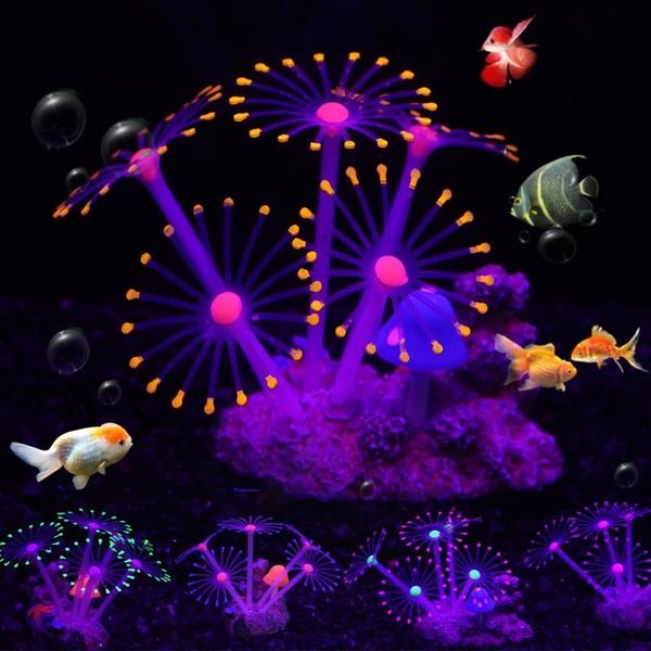 

decorations silicone glowing artificial fish tank aquarium coral plants underwater ornament decor accessories d30