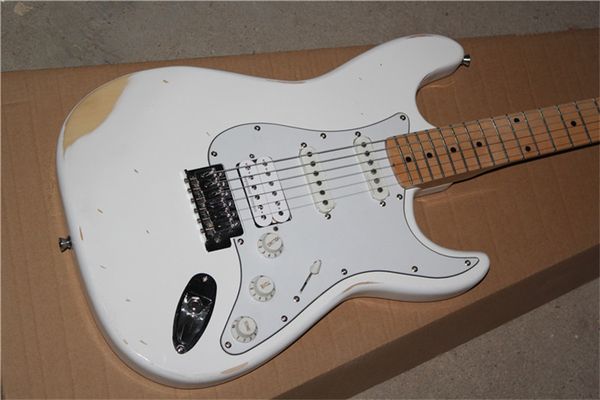 

relic white color electric guitar
