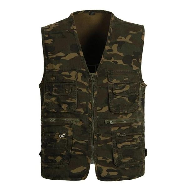 

men's vests military male cotton camouflage casual large size mens vest v-neck tooling sleeveless jacket with many pockets outdoor wais, Black;white