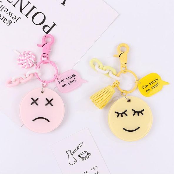 

keychains creative cute portable mirror keychain car key ring pendant decorative bag hanging ornaments for women #tl190724405, Silver