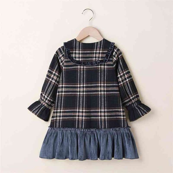 

winter girls dress baby girls cute dress long sleeve black plaid button fashion casual girl dress vestido 18m-6t 210331, Red;yellow