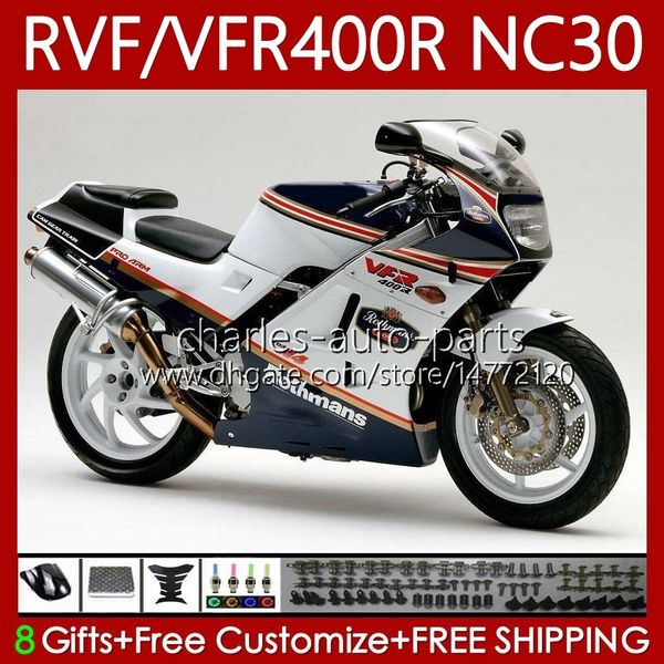 Bodys для Honda RVF400R N30 V4 VFR400 R VFR400R 89-93 79NO.35 RVF VFR 400 RVFF400 R 400RR 1989 1990 1991 1992 1993 VFR400RR VFR 400R 89 90 91 92 93 обтекательный комплект темно-синий BLK