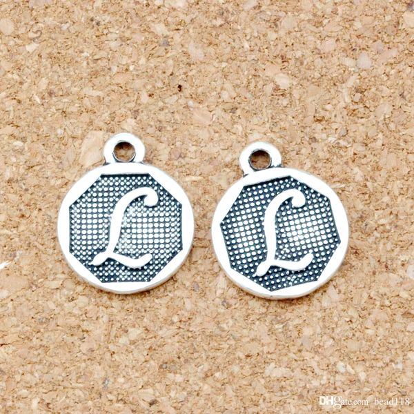

100pcs antique silver "l " alphabet initial alloy charms pendants for jewelry making bracelet necklace diy accessories 14.8x28.2mm, Bronze;silver