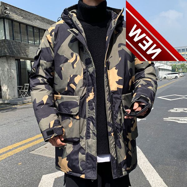 

2021 fashionable coat thicken man jacket hooded warm parkas white duck down hight quality winter male, Black