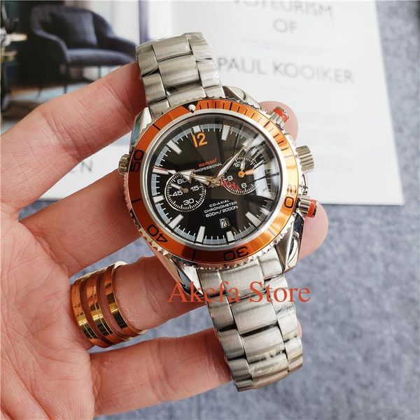 

wristwatches full stainless steel automatic tourbillon mechanical watches quality omg-sea-master mens high-end sports watch luminous han, Slivery;brown