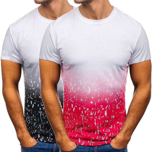 

men's t-shirts men t-shirt personality printed tee gradient color printing t shirt graffiti pattern street casual breathable, White;black
