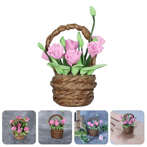 

vases 1pc mini house decorative flower basket diy garden decor model