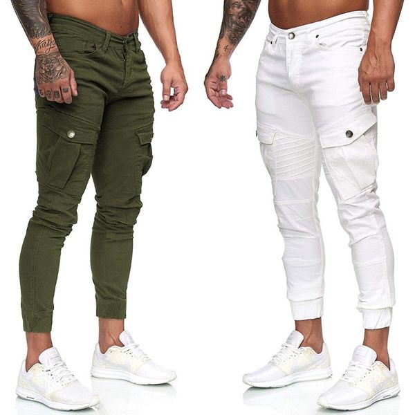 

men's pants fashion pocket stitching solid color casual trousers with waistband loose-fitting can be worn in all seasons, Black