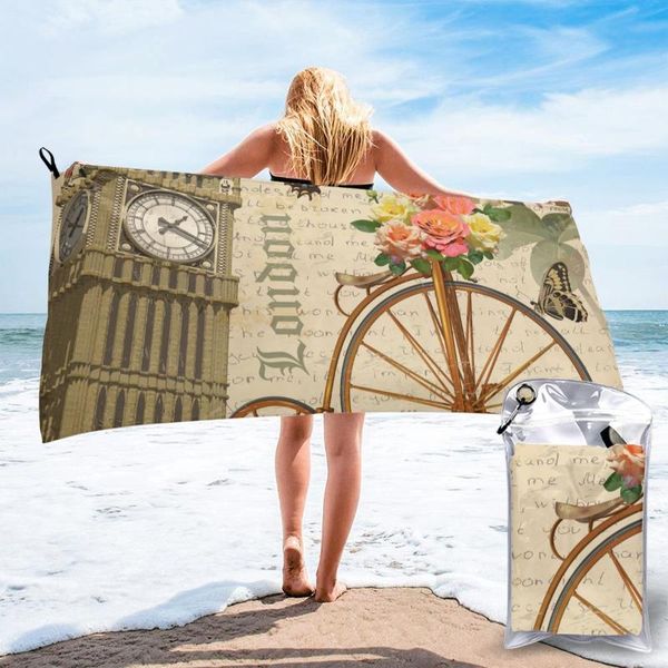 

towel bath retro london big ben roses and bicycle soft absorbent unique for el home bathroom gifts women bathrob