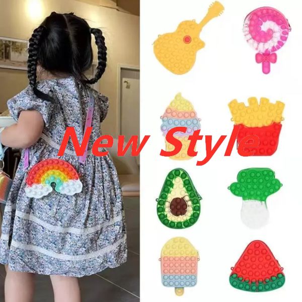 

stock decompression toy push fingertip toys exotic fruit pattern bag silicone coin purse function bubble sensory gift for children