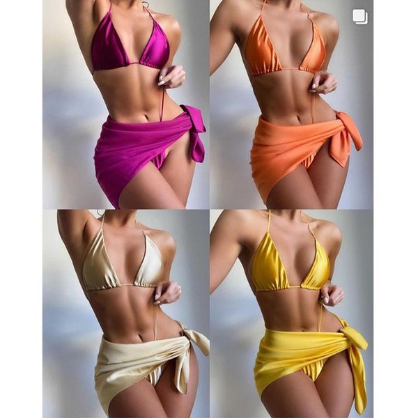 

women's swimwear european and american clothing 2021 split solid color swimsuit bikini, White;black