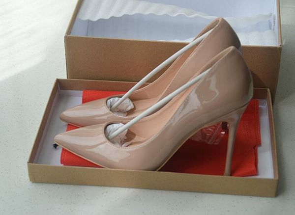 

2021 women shoes red bottoms so kate styles 8cm 10cm 12cm high heels nude color genuine leather point toe pumps, Black