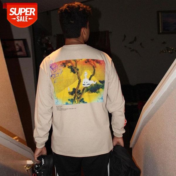 

men's brand fog hip-hop kanye little girl meets ghost printing long-sleeved t-shirt bottoming shirt #k13u, White;black