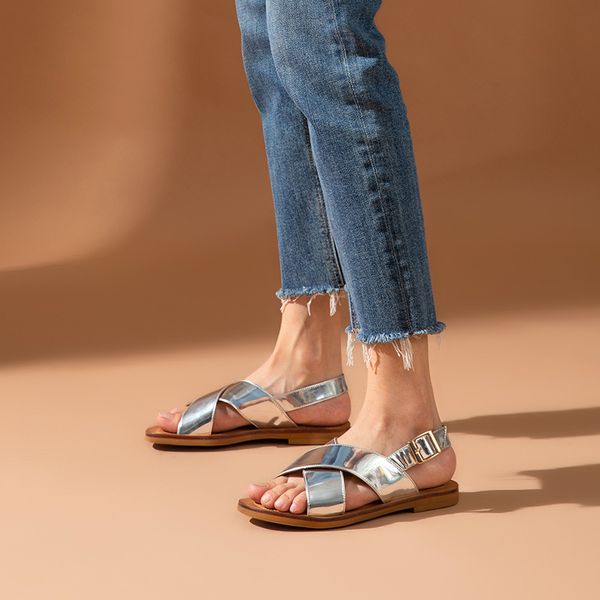 

sandals gladiator sandals women genuine cow leather cross band ankle buckle strap summer lady low heel shoes handmade 32050, Black