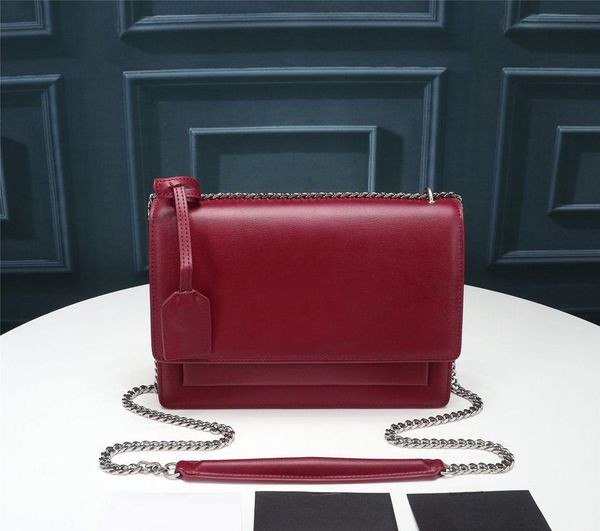 

fashion luxury designer woman handbags bags cowhide chain cross body flap genuine leather shoulder purse tote 24cm