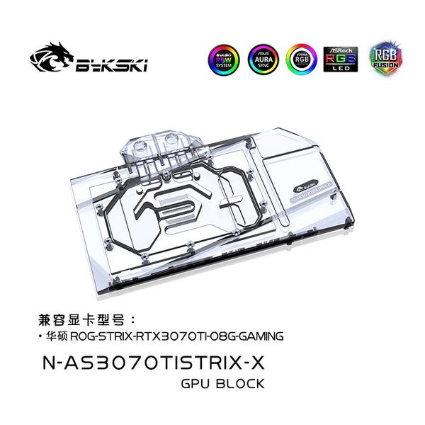 

fans & coolings bykski gpu cooler water block for asus rtx3070ti-gaming raptor video card cooling radiator n-as3070tistrix-x