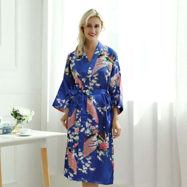 

bathrobe satin peacock long pajamas silk comfortable home women's robe bathrobe
