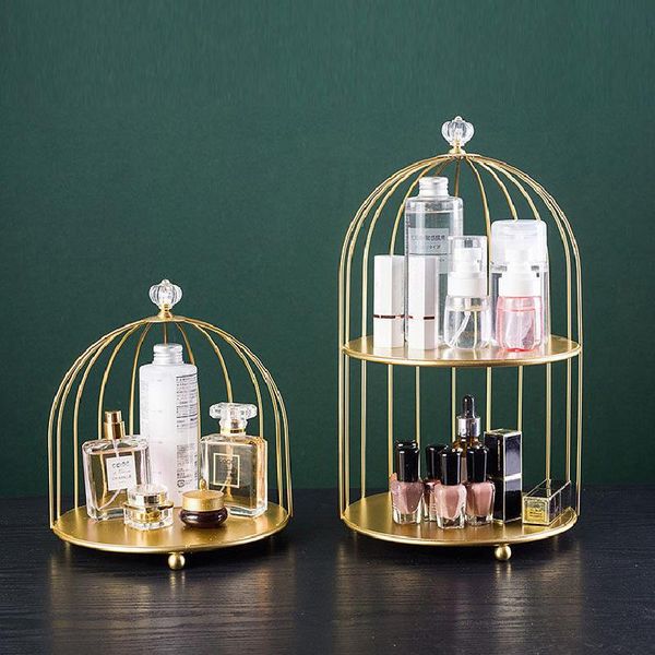 

makeup organizer box double-layer make up storage pactical cosmetic deskperfume display rack boxes & bins