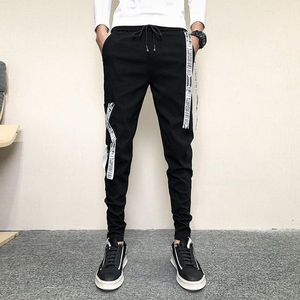 

korean men harem pants hip hop simple all match spring 2021 slim fit casual trousers joggers black 28-34 men's