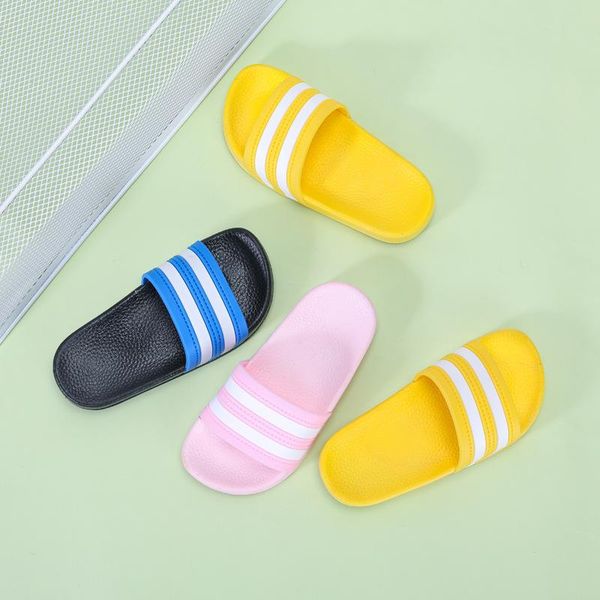 

slipper summer boys and girls striped slippers children' wear-resistant indoor antiskid factory fashion shoe, Black;grey