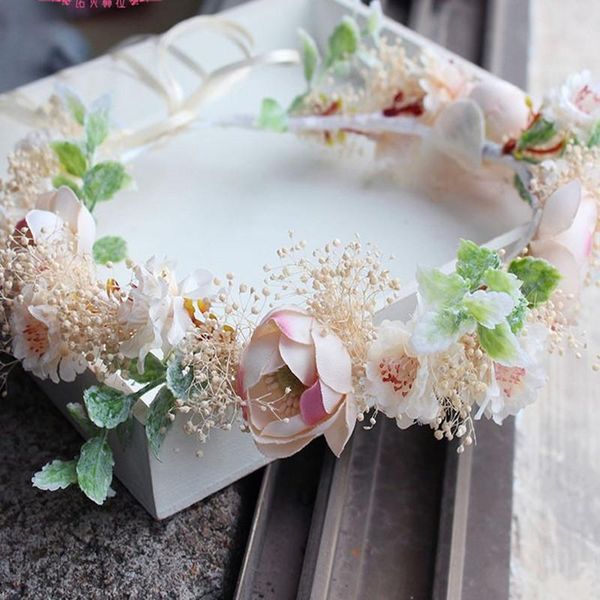 

hair clips & barrettes cane wreath eternal flower women bride headdress garlands beach wedding headbands, Golden;silver