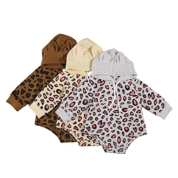 

jumpsuits lioraitiin 0-12m infant baby boy girl autumn warm romper long sleeve leopard printed hooded jumpsuit clothing for cute, Blue