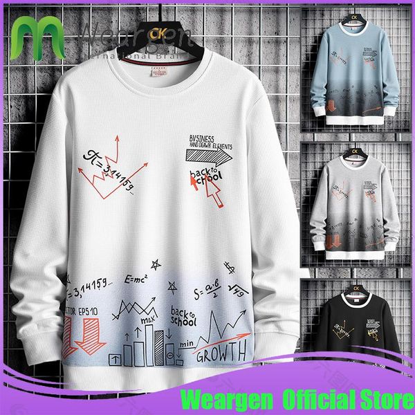 

men's hoodies & sweatshirts weargen spring autumn casual mens harajuku streetwear sweatshirt round collar long sleeve wy8537, Black