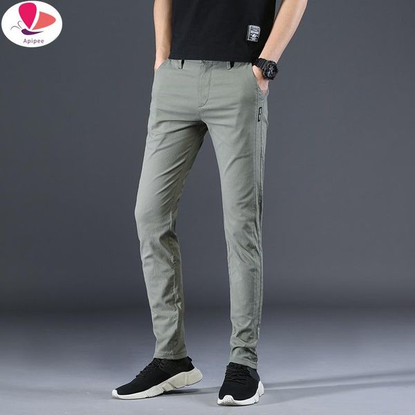 

brand men pants casual mens business male trousers classics mid weight straight full length fashion breathing pant men's, Black