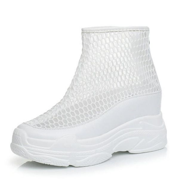 

boots women sandals booots summer hollow out wedge platform comfortable breathable air mesh thick mujer, Black