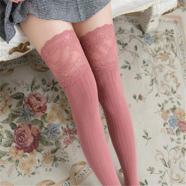 

socks & hosiery high elasticity anti-shedding vertical stripes rib knit thigh stocking for outdoor, Black;white