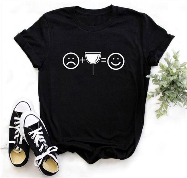 

wine glass smile print men t shirt short sleeve o neck loose ladies summer fashion tee clothes mujer, White;black